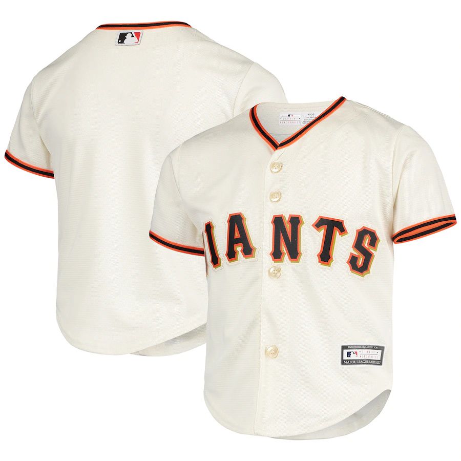 Youth San Francisco Giants Majestic Cream Home Official Team Cool Base MLB Jerseys
